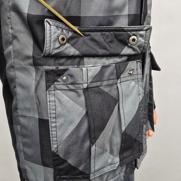 Legendary Goods Hooded Winter Coat Jacket Zip-up Button Men S/M Black Gray Check - Picture 12 of 12